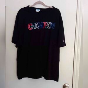 Champion Multicolor Logo Black Tee